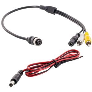 Camera adapter cable 4-pins female to 2x RCA male and power connector