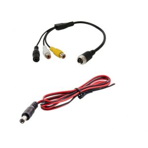 Camera adapter cable 4-pins male to 2x RCA female and power connector