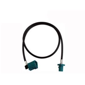 Fakra female (90°) connector Waterblue to fakra male Waterblue with 50 cm cable (RG-174)