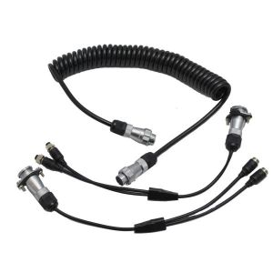 Mini Trailer link cable; 2 channel; 4m bentcoil; 4-pins aviation