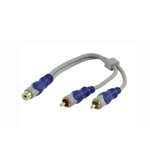 Y-splitter audio cable 1x RCA (female) to 2x RCA (male)