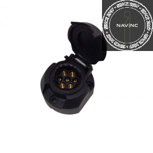 7-pins waterproof trailer FEMALE connector - black - 12V