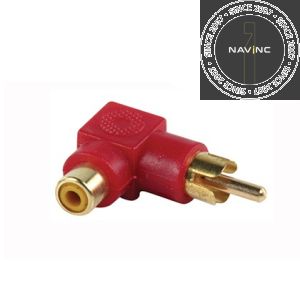 90 degrees RCA cinch adapter connection red (male-female)
