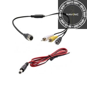 Camera adapter cable 4-pins male aviation to 2x RCA male and power connector