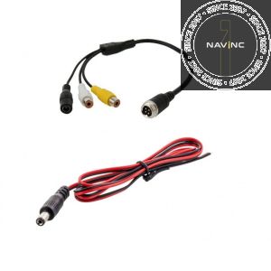Camera adapter cable 4-pins male to 2x RCA female and power connector