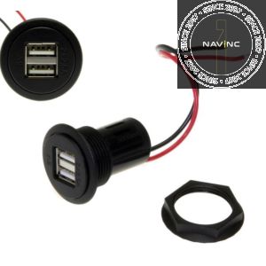 Dual USB socket input 12V; output 5V; open wires