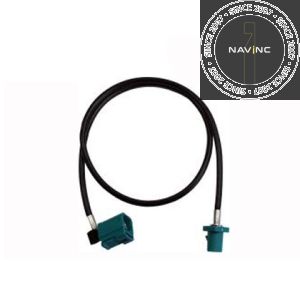 Fakra female (90°) connector Waterblue to fakra male Waterblue with 50 cm cable (RG-174)