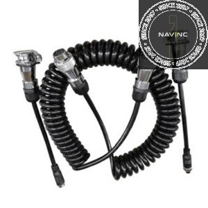 Mini Trailer link cable; 1 channel; 4m bentcoil; 4-pins aviation