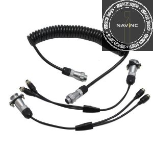 Mini Trailer link cable; 2 channel; 4m bentcoil; 4-pins aviation
